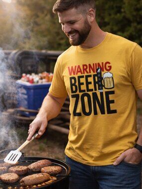 NEW With Tags — ADTN “WARNING BEER ZONE” Graphic T-Shirt – Size XL